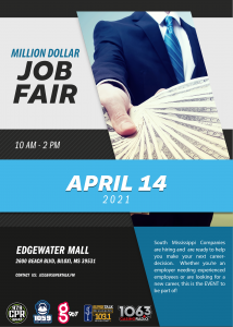 Million dollar job fair man holding money
