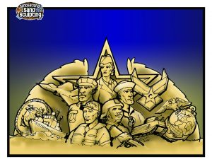 Military members with ship and airforce logo
